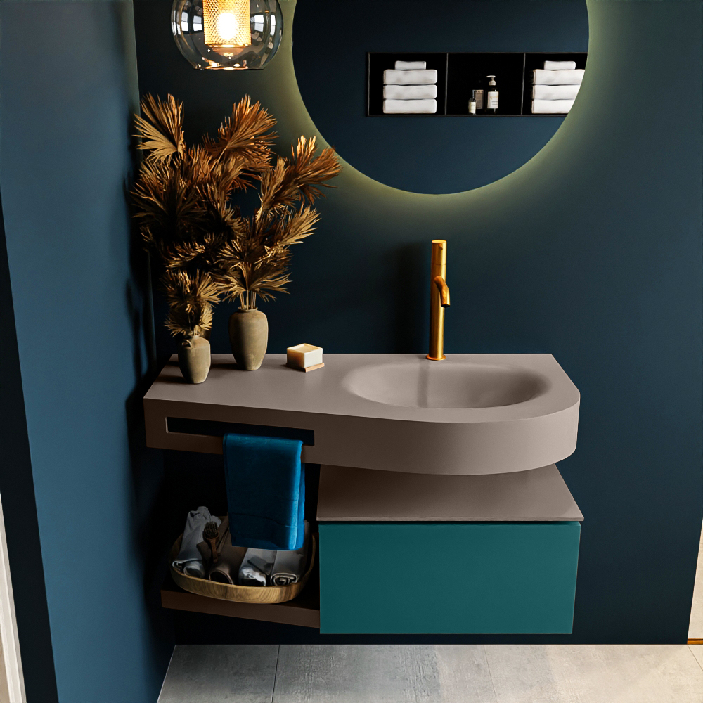 MONDIAZ RIVA 100cm mueble de baño / estante color Smag con 1 cajón. Lavabo DULCET Derecho 1 orificio, color Smoke. 3 MONDIAZ RIVA 100cm mueble de baño / estante color Smag con 1 cajón. Lavabo DULCET Derecho 1 orificio, color Smoke. - Imagen 3
