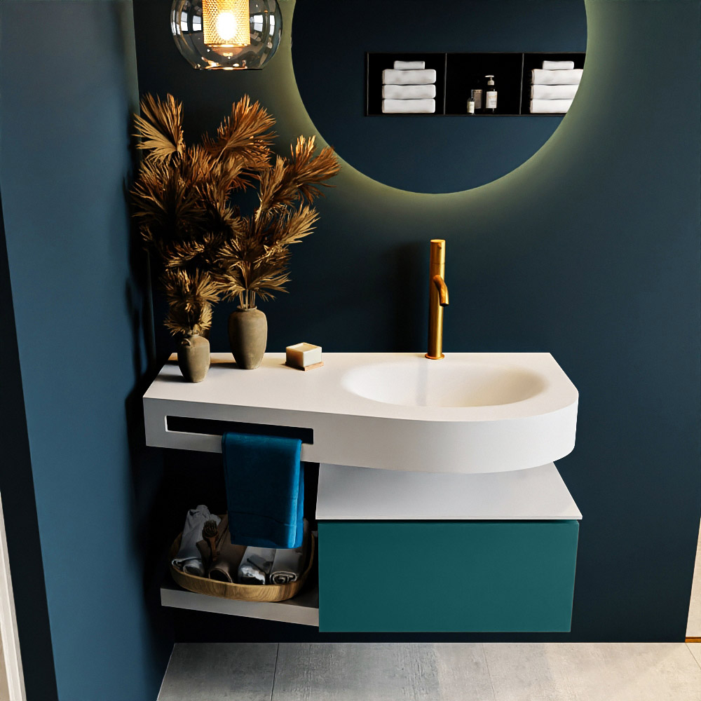 MONDIAZ RIVA 100cm mueble de baño / estante color Smag con 1 cajón. Lavabo DULCET Derecho 1 orificio, color Talc. 3 MONDIAZ RIVA 100cm mueble de baño / estante color Smag con 1 cajón. Lavabo DULCET Derecho 1 orificio, color Talc. - Imagen 3