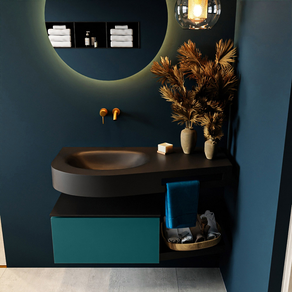 MONDIAZ RIVA 100cm mueble de baño / estante color Smag con 1 cajón. Lavabo DULCET Izquierda sin orificio, color Urban. 3 MONDIAZ RIVA 100cm mueble de baño / estante color Smag con 1 cajón. Lavabo DULCET Izquierda sin orificio, color Urban. - Imagen 3