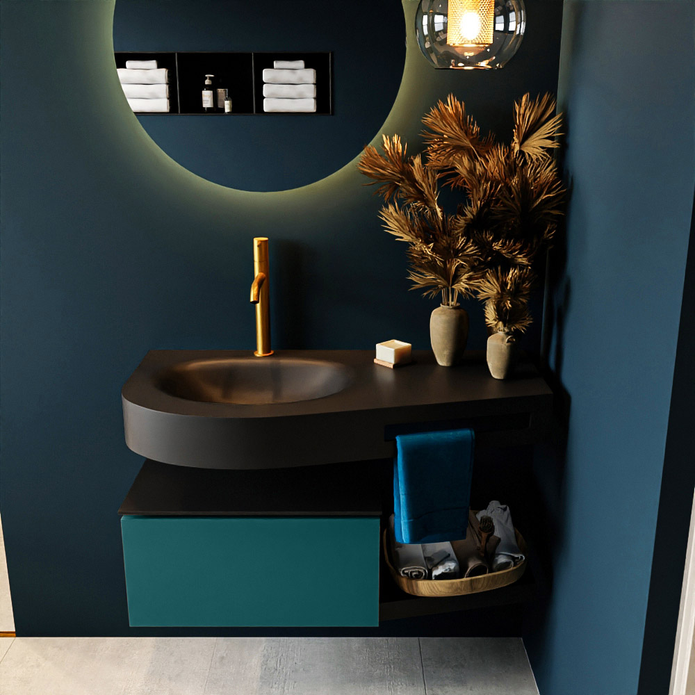MONDIAZ RIVA 100cm mueble de baño / estante color Smag con 1 cajón. Lavabo DULCET Izquierda 1 orificio, color Urban. 3 MONDIAZ RIVA 100cm mueble de baño / estante color Smag con 1 cajón. Lavabo DULCET Izquierda 1 orificio, color Urban. - Imagen 3