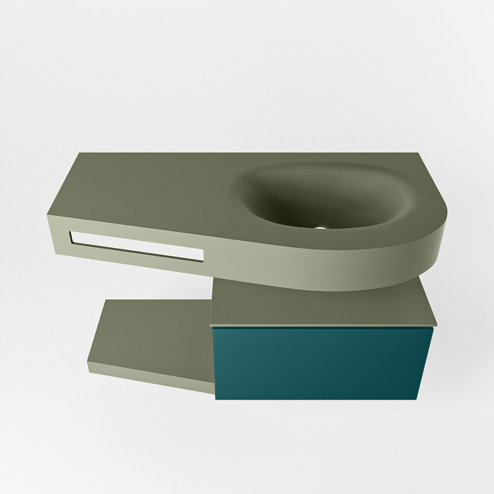 MONDIAZ RIVA 100cm mueble de baño / estante color Smag con 1 cajón. Lavabo DULCET Derecho sin orificio, color Army. 6 MONDIAZ RIVA 100cm mueble de baño / estante color Smag con 1 cajón. Lavabo DULCET Derecho sin orificio, color Army. - Imagen 6