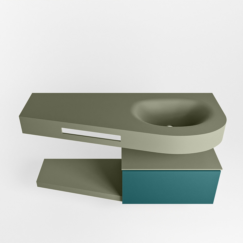 MONDIAZ RIVA 120cm mueble de baño / estante color Smag con 1 cajón. Lavabo DULCET Derecho 1 orificio, color Army. 6 MONDIAZ RIVA 120cm mueble de baño / estante color Smag con 1 cajón. Lavabo DULCET Derecho 1 orificio, color Army. - Imagen 6