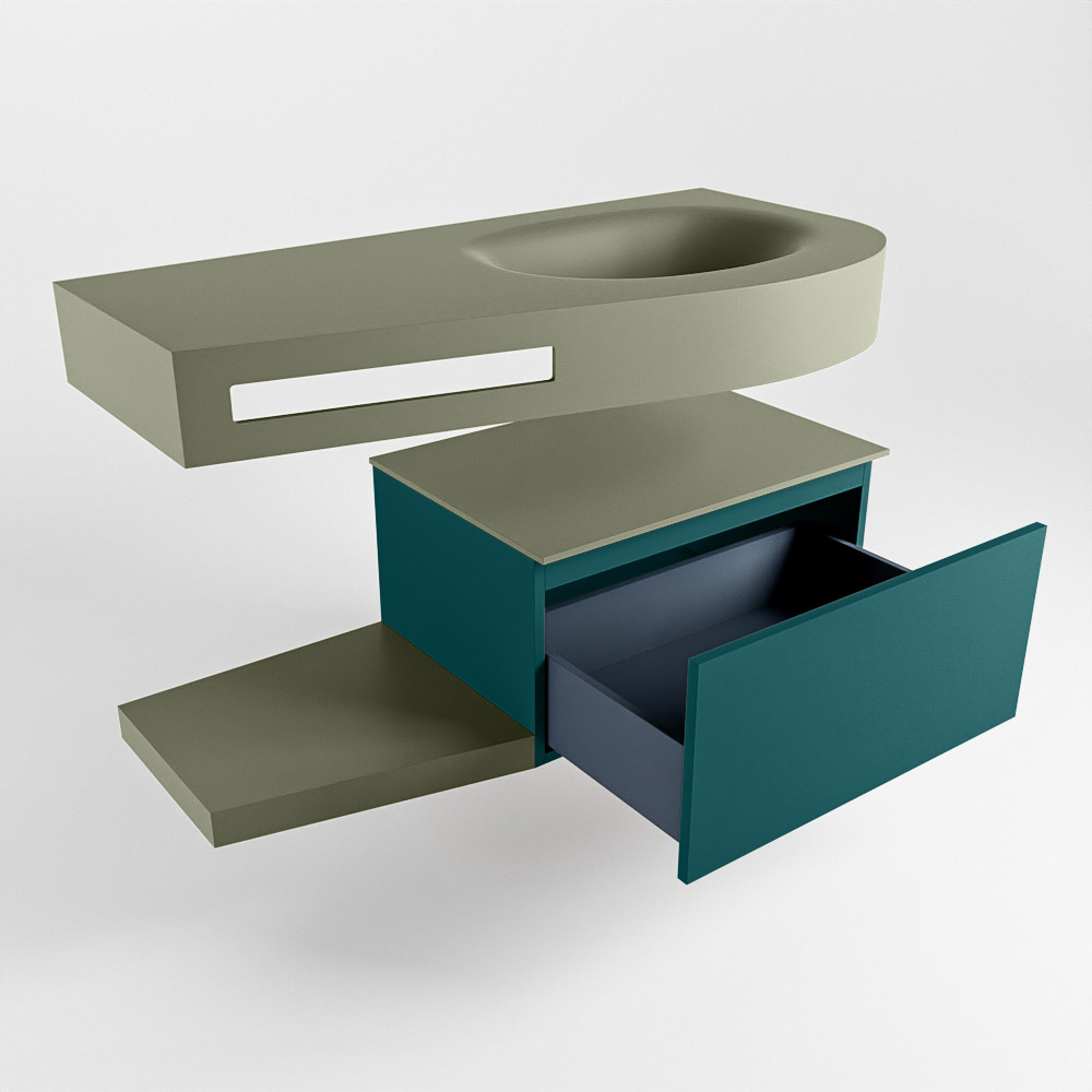 MONDIAZ RIVA 100cm mueble de baño / estante color Smag con 1 cajón. Lavabo DULCET Derecho sin orificio, color Army. 5 MONDIAZ RIVA 100cm mueble de baño / estante color Smag con 1 cajón. Lavabo DULCET Derecho sin orificio, color Army. - Imagen 5