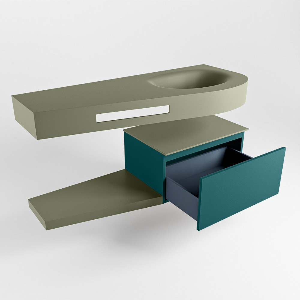 MONDIAZ RIVA 120cm mueble de baño / estante color Smag con 1 cajón. Lavabo DULCET Derecho 1 orificio, color Army. 5 MONDIAZ RIVA 120cm mueble de baño / estante color Smag con 1 cajón. Lavabo DULCET Derecho 1 orificio, color Army. - Imagen 5