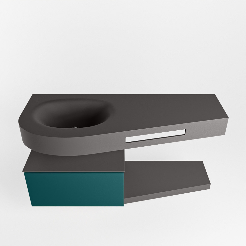 MONDIAZ RIVA 120cm mueble de baño / estante color Smag con 1 cajón. Lavabo DULCET Izquierda sin orificio, color Dark Grey. - Imagen 6