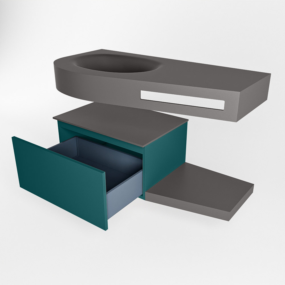 MONDIAZ RIVA 100cm mueble de baño / estante color Smag con 1 cajón. Lavabo DULCET Izquierda 1 orificio, color Dark Grey. - Imagen 5