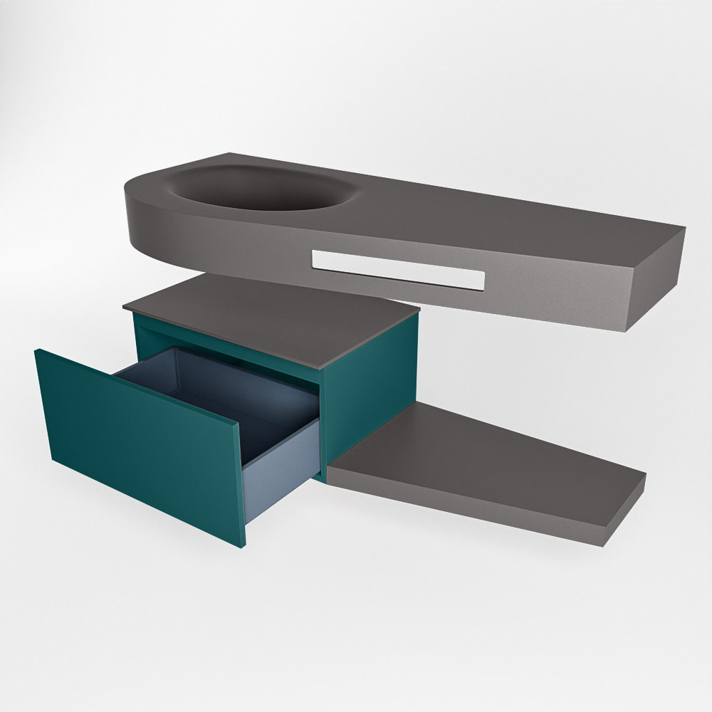 MONDIAZ RIVA 120cm mueble de baño / estante color Smag con 1 cajón. Lavabo DULCET Izquierda sin orificio, color Dark Grey. - Imagen 5
