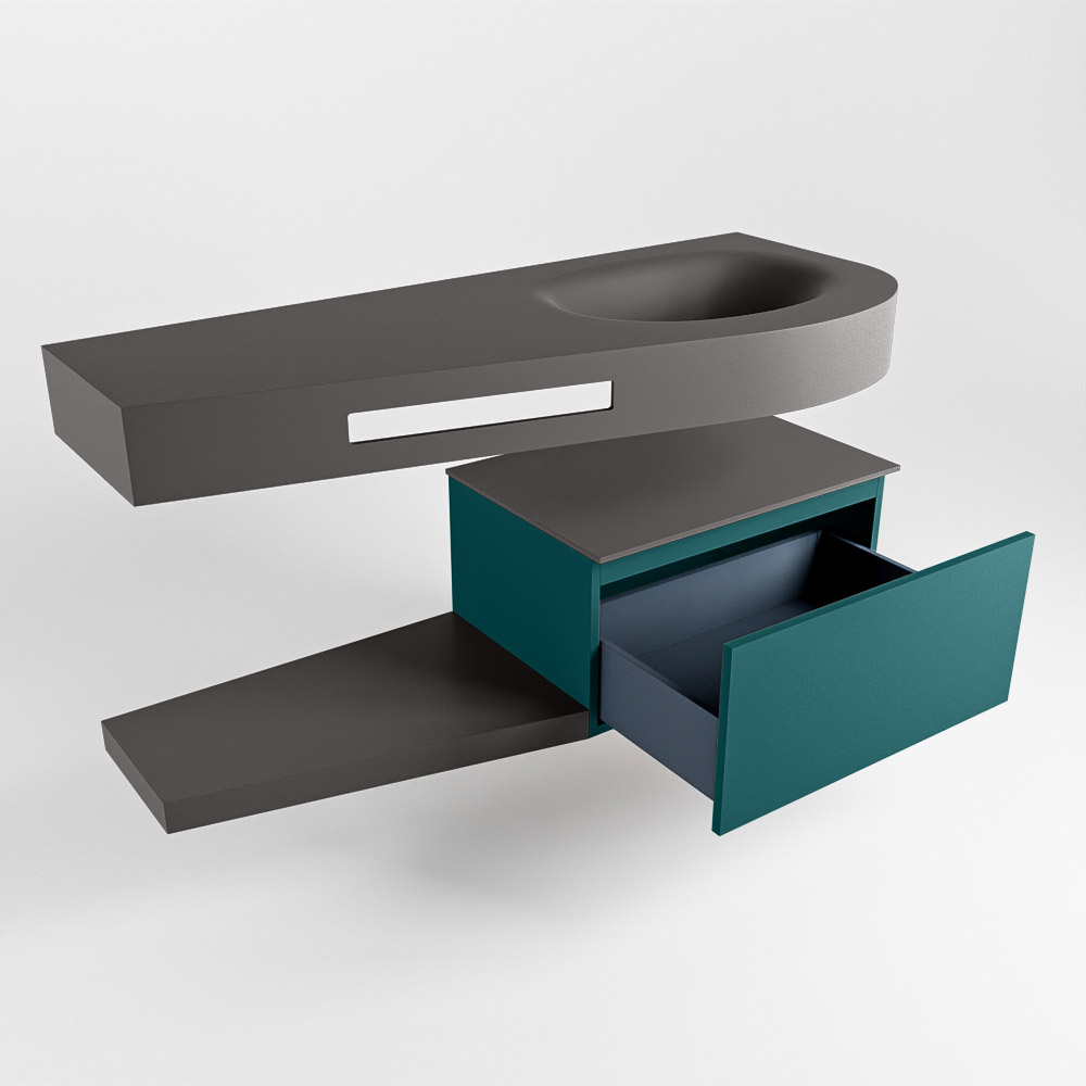MONDIAZ RIVA 120cm mueble de baño / estante color Smag con 1 cajón. Lavabo DULCET Derecho sin orificio, color Dark Grey. - Imagen 5