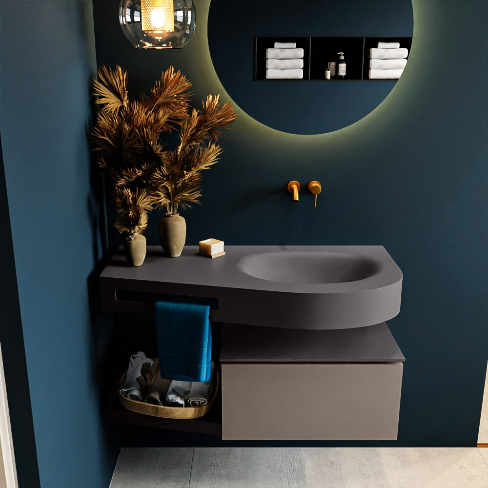 MONDIAZ RIVA 100cm mueble de baño / estante color Smoke con 1 cajón. Lavabo DULCET Derecho sin orificio, color Dark Grey. 3 MONDIAZ RIVA 100cm mueble de baño / estante color Smoke con 1 cajón. Lavabo DULCET Derecho sin orificio, color Dark Grey. - Imagen 3