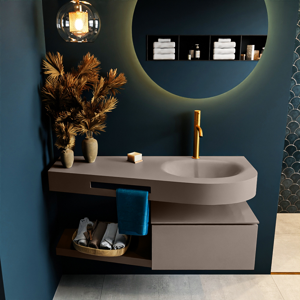 MONDIAZ RIVA 120cm mueble de baño / estante color Smoke con 1 cajón. Lavabo DULCET Derecho 1 orificio, color Smoke. 3 MONDIAZ RIVA 120cm mueble de baño / estante color Smoke con 1 cajón. Lavabo DULCET Derecho 1 orificio, color Smoke. - Imagen 3