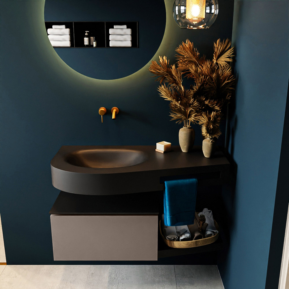 MONDIAZ RIVA 100cm mueble de baño / estante color Smoke con 1 cajón. Lavabo DULCET Izquierda sin orificio, color Urban. 3 MONDIAZ RIVA 100cm mueble de baño / estante color Smoke con 1 cajón. Lavabo DULCET Izquierda sin orificio, color Urban. - Imagen 3