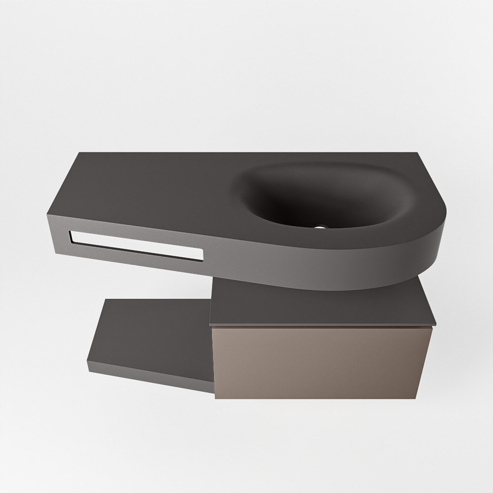 MONDIAZ RIVA 100cm mueble de baño / estante color Smoke con 1 cajón. Lavabo DULCET Derecho sin orificio, color Dark Grey. 6 MONDIAZ RIVA 100cm mueble de baño / estante color Smoke con 1 cajón. Lavabo DULCET Derecho sin orificio, color Dark Grey. - Imagen 6