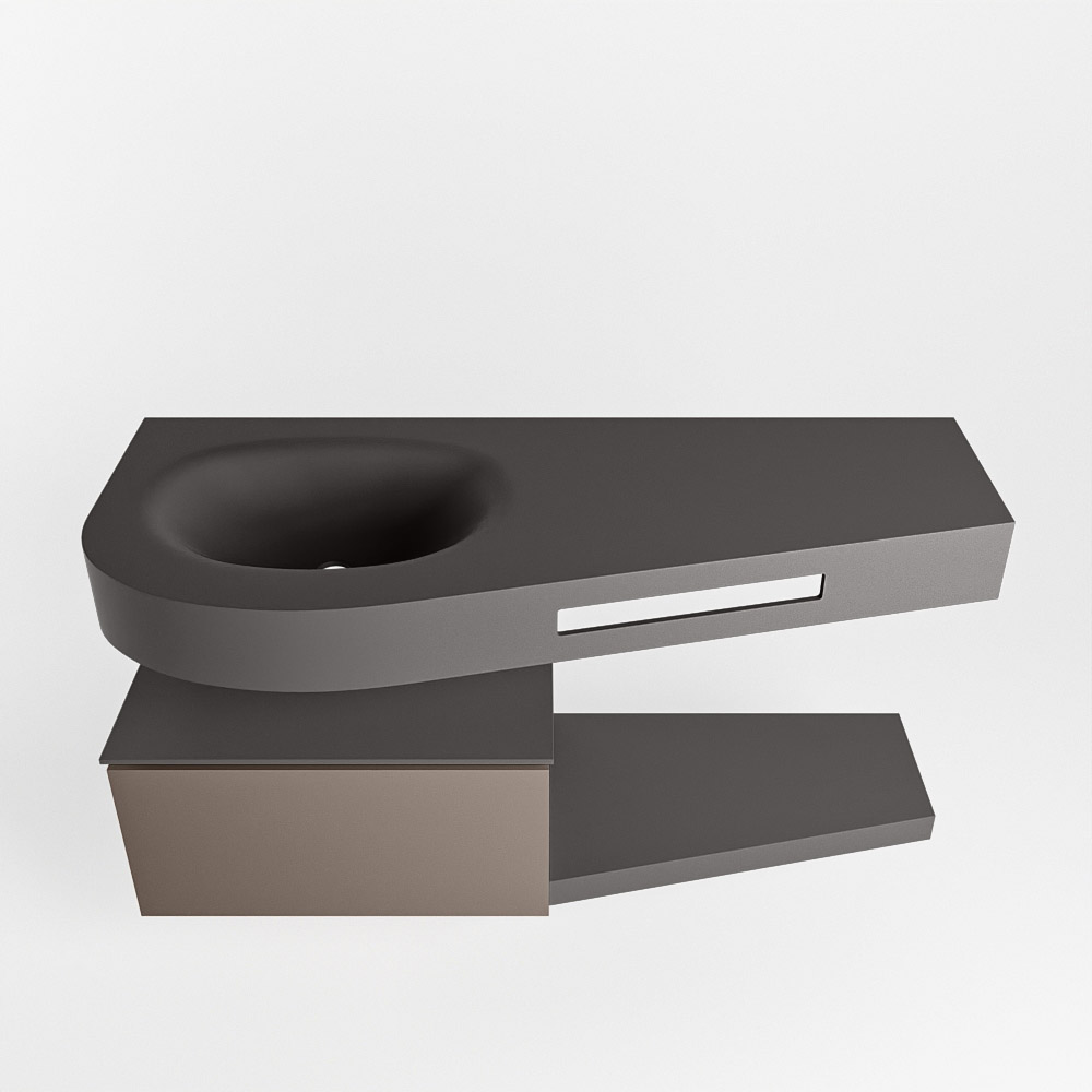 MONDIAZ RIVA 120cm mueble de baño / estante color Smoke con 1 cajón. Lavabo DULCET Izquierda sin orificio, color Dark Grey. - Imagen 6