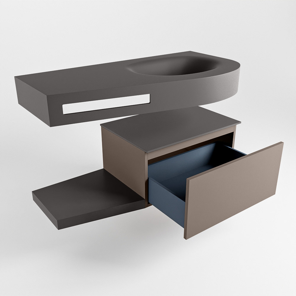MONDIAZ RIVA 100cm mueble de baño / estante color Smoke con 1 cajón. Lavabo DULCET Derecho sin orificio, color Dark Grey. 5 MONDIAZ RIVA 100cm mueble de baño / estante color Smoke con 1 cajón. Lavabo DULCET Derecho sin orificio, color Dark Grey. - Imagen 5
