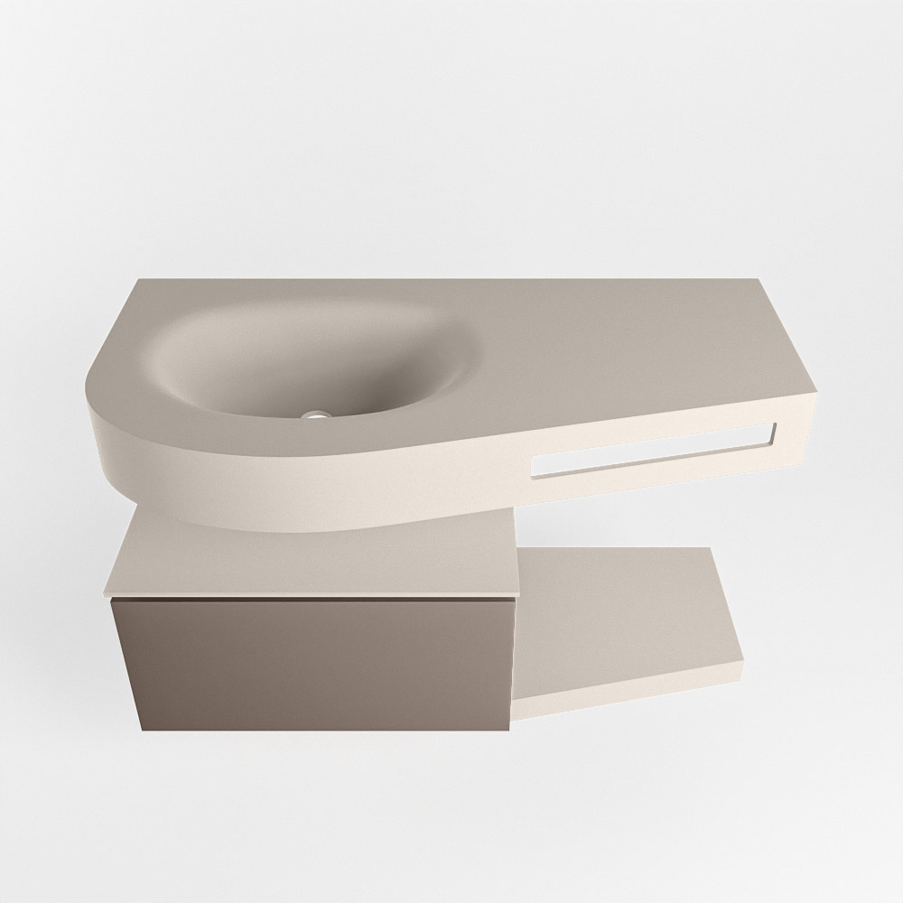MONDIAZ RIVA 100cm mueble de baño / estante color Smoke con 1 cajón. Lavabo DULCET Izquierda sin orificio, color Linen. 6 MONDIAZ RIVA 100cm mueble de baño / estante color Smoke con 1 cajón. Lavabo DULCET Izquierda sin orificio, color Linen. - Imagen 6