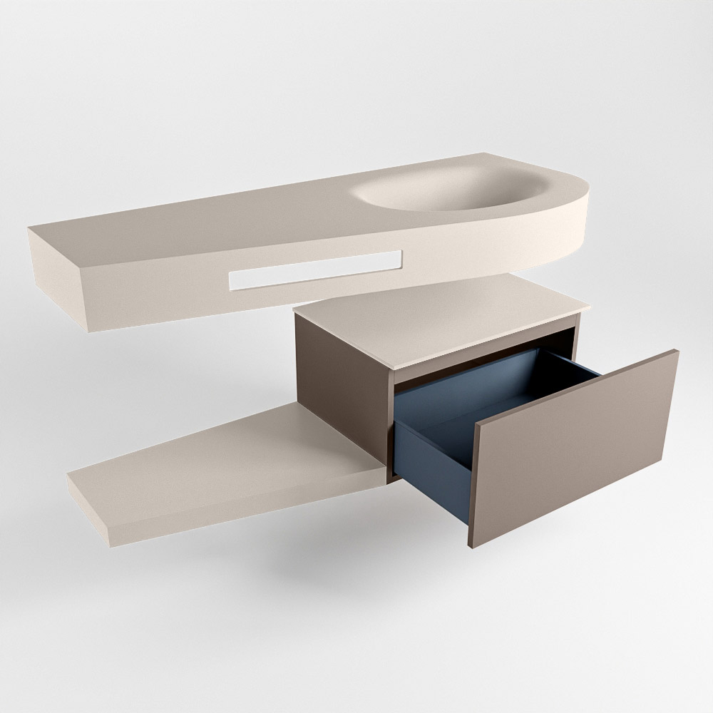 MONDIAZ RIVA 120cm mueble de baño / estante color Smoke con 1 cajón. Lavabo DULCET Derecho 1 orificio, color Linen. 5 MONDIAZ RIVA 120cm mueble de baño / estante color Smoke con 1 cajón. Lavabo DULCET Derecho 1 orificio, color Linen. - Imagen 5