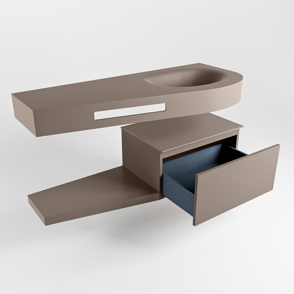 MONDIAZ RIVA 120cm mueble de baño / estante color Smoke con 1 cajón. Lavabo DULCET Derecho 1 orificio, color Smoke. 5 MONDIAZ RIVA 120cm mueble de baño / estante color Smoke con 1 cajón. Lavabo DULCET Derecho 1 orificio, color Smoke. - Imagen 5