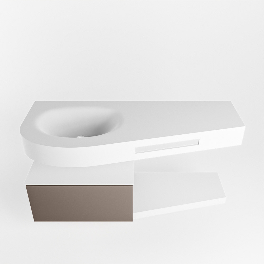 MONDIAZ RIVA 120cm mueble de baño / estante color Smoke con 1 cajón. Lavabo DULCET Izquierda 1 orificio, color Talc. 6 MONDIAZ RIVA 120cm mueble de baño / estante color Smoke con 1 cajón. Lavabo DULCET Izquierda 1 orificio, color Talc. - Imagen 6