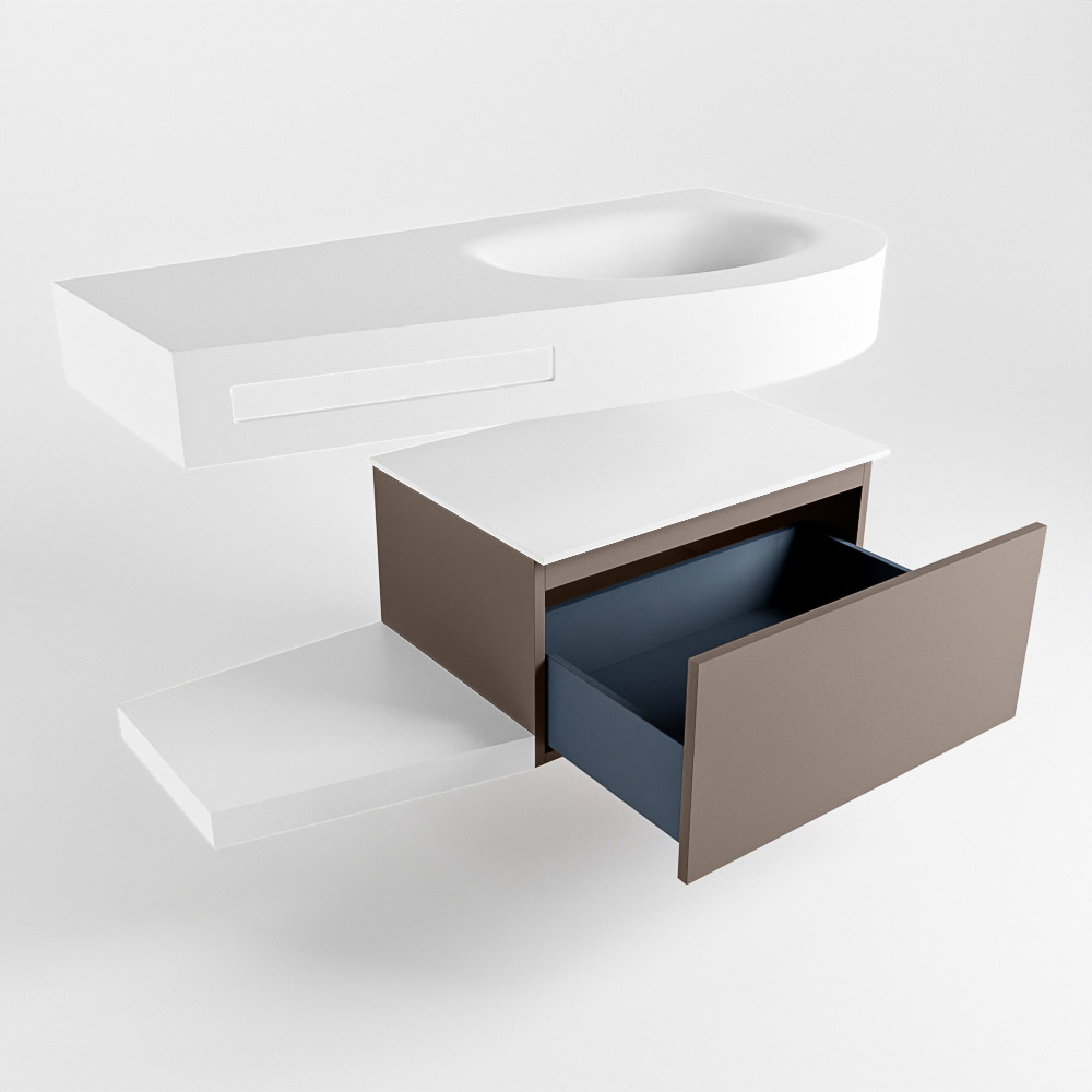 MONDIAZ RIVA 100cm mueble de baño / estante color Smoke con 1 cajón. Lavabo DULCET Derecho 1 orificio, color Talc. 5 MONDIAZ RIVA 100cm mueble de baño / estante color Smoke con 1 cajón. Lavabo DULCET Derecho 1 orificio, color Talc. - Imagen 5