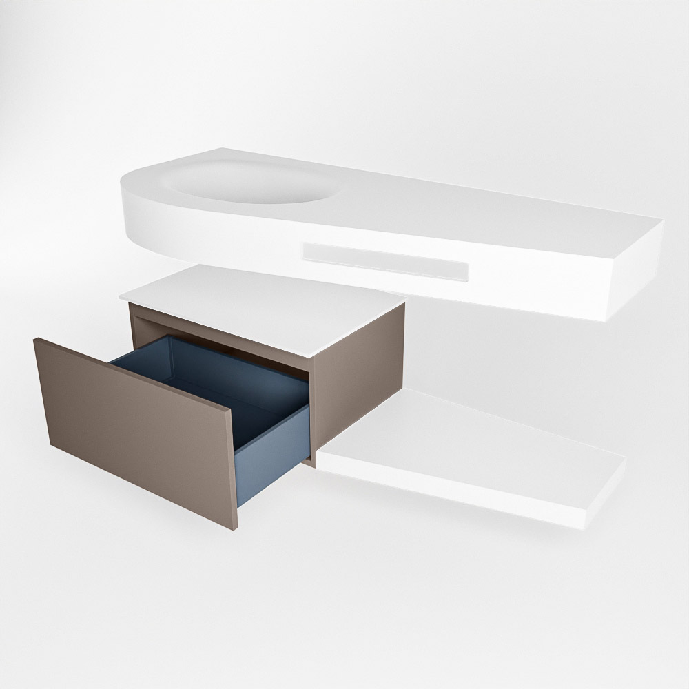 MONDIAZ RIVA 120cm mueble de baño / estante color Smoke con 1 cajón. Lavabo DULCET Izquierda 1 orificio, color Talc. 5 MONDIAZ RIVA 120cm mueble de baño / estante color Smoke con 1 cajón. Lavabo DULCET Izquierda 1 orificio, color Talc. - Imagen 5