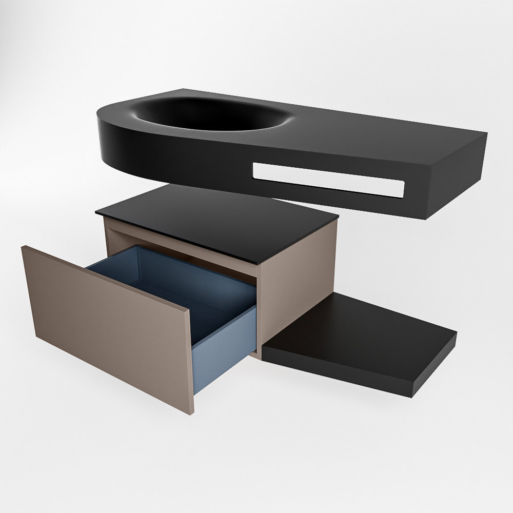 MONDIAZ RIVA 100cm mueble de baño / estante color Smoke con 1 cajón. Lavabo DULCET Izquierda 1 orificio, color Urban. 5 MONDIAZ RIVA 100cm mueble de baño / estante color Smoke con 1 cajón. Lavabo DULCET Izquierda 1 orificio, color Urban. - Imagen 5