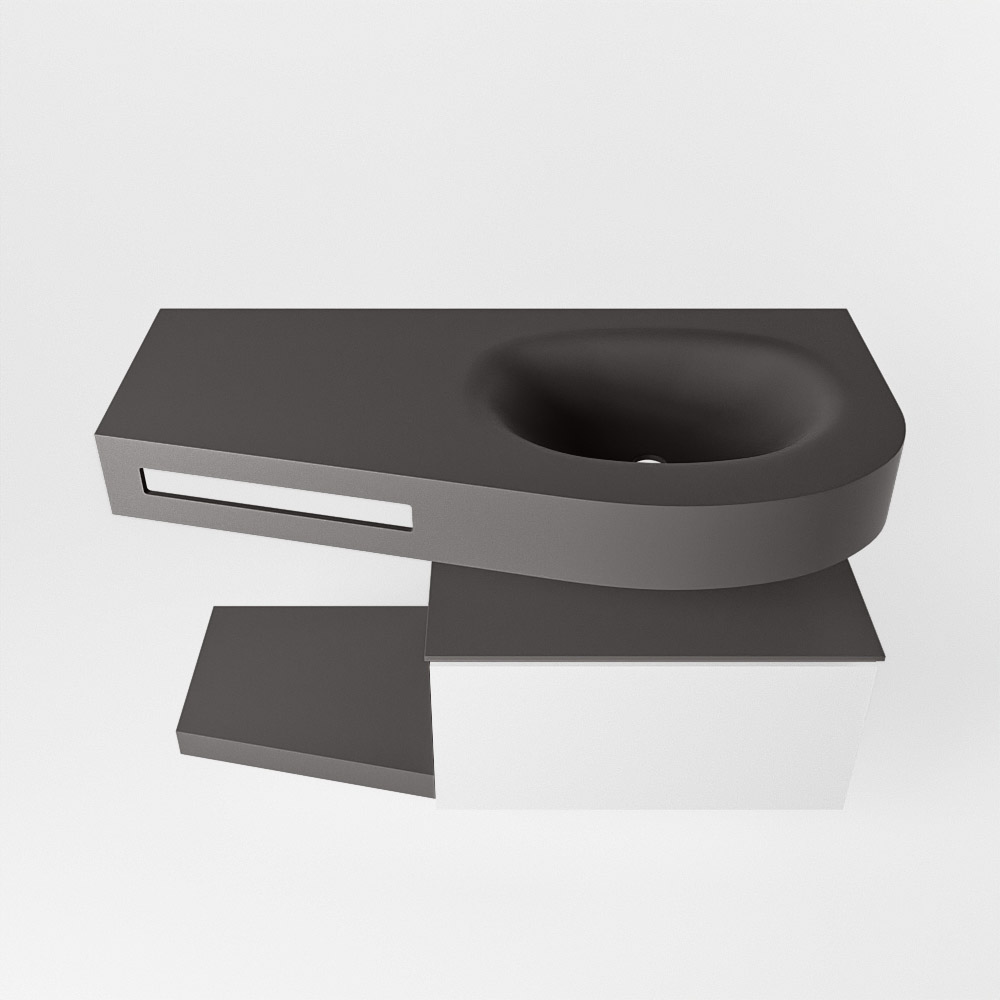 MONDIAZ RIVA 100cm mueble de baño / estante color Talc con 1 cajón. Lavabo DULCET Derecho 1 orificio, color Dark Grey. 5 MONDIAZ RIVA 100cm mueble de baño / estante color Talc con 1 cajón. Lavabo DULCET Derecho 1 orificio, color Dark Grey. - Imagen 5