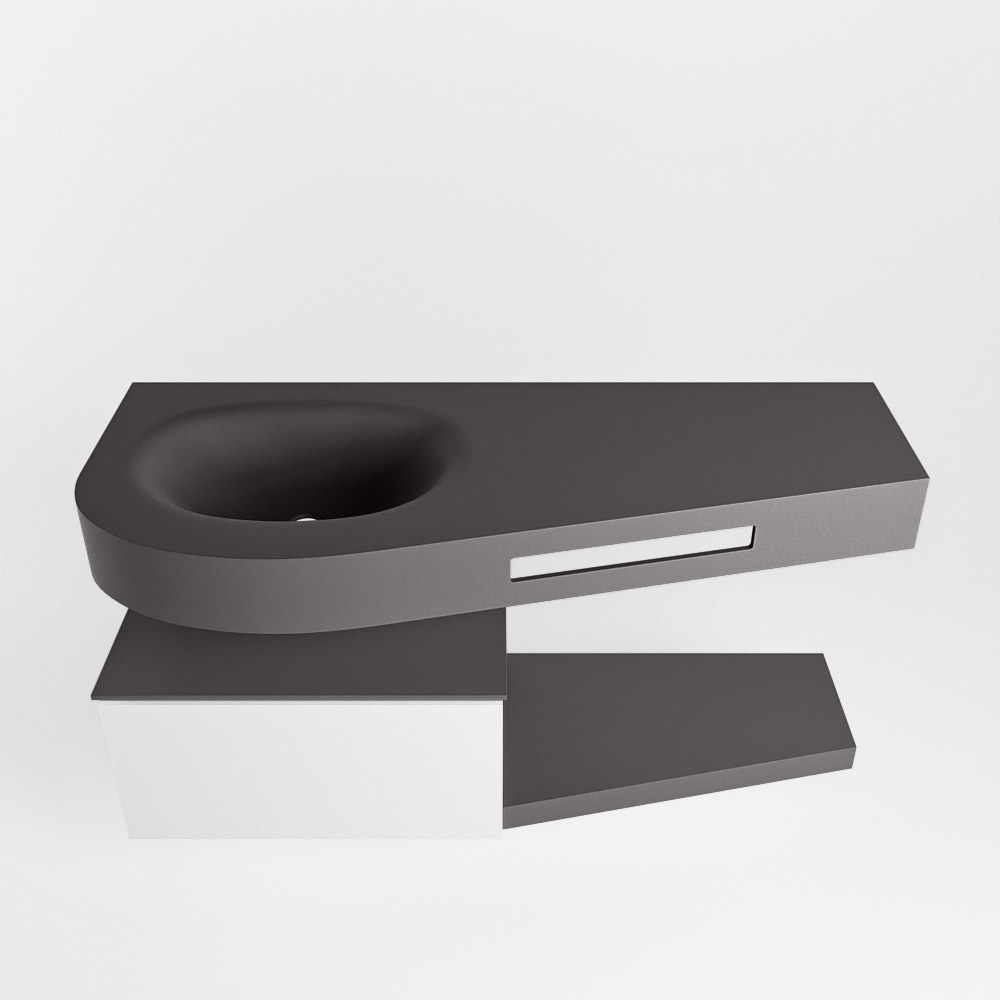 MONDIAZ RIVA 120cm mueble de baño / estante color Talc con 1 cajón. Lavabo DULCET Izquierda 1 orificio, color Dark Grey. - Imagen 6