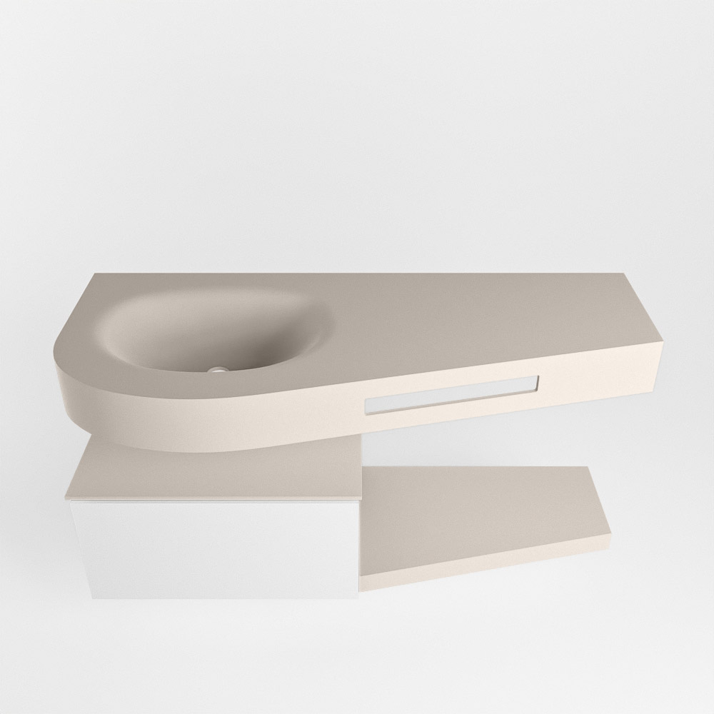 MONDIAZ RIVA 120cm mueble de baño / estante color Talc con 1 cajón. Lavabo DULCET Izquierda 1 orificio, color Linen. 6 MONDIAZ RIVA 120cm mueble de baño / estante color Talc con 1 cajón. Lavabo DULCET Izquierda 1 orificio, color Linen. - Imagen 6