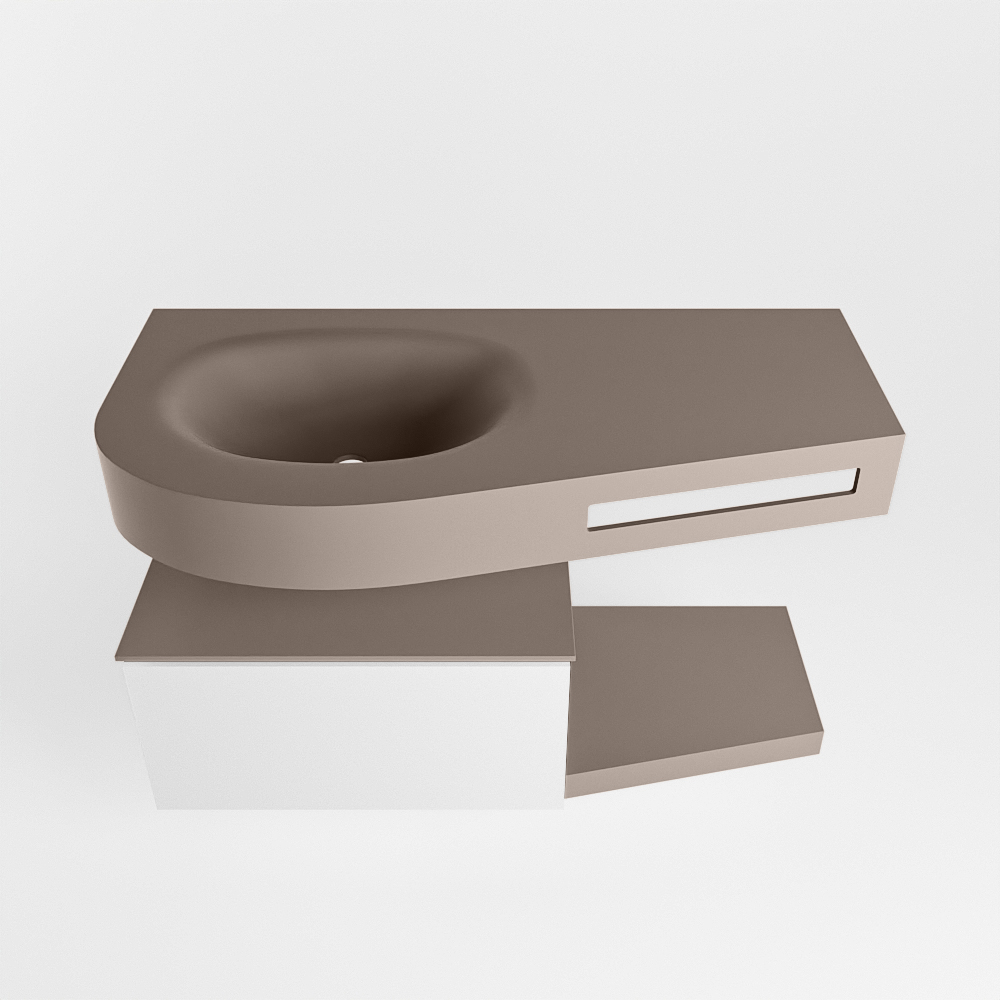 MONDIAZ RIVA 100cm mueble de baño / estante color Talc con 1 cajón. Lavabo DULCET Izquierda sin orificio, color Smoke. 6 MONDIAZ RIVA 100cm mueble de baño / estante color Talc con 1 cajón. Lavabo DULCET Izquierda sin orificio, color Smoke. - Imagen 6