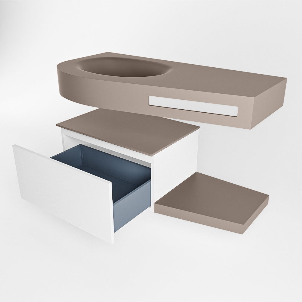 MONDIAZ RIVA 100cm mueble de baño / estante color Talc con 1 cajón. Lavabo DULCET Izquierda sin orificio, color Smoke. 5 MONDIAZ RIVA 100cm mueble de baño / estante color Talc con 1 cajón. Lavabo DULCET Izquierda sin orificio, color Smoke. - Imagen 5