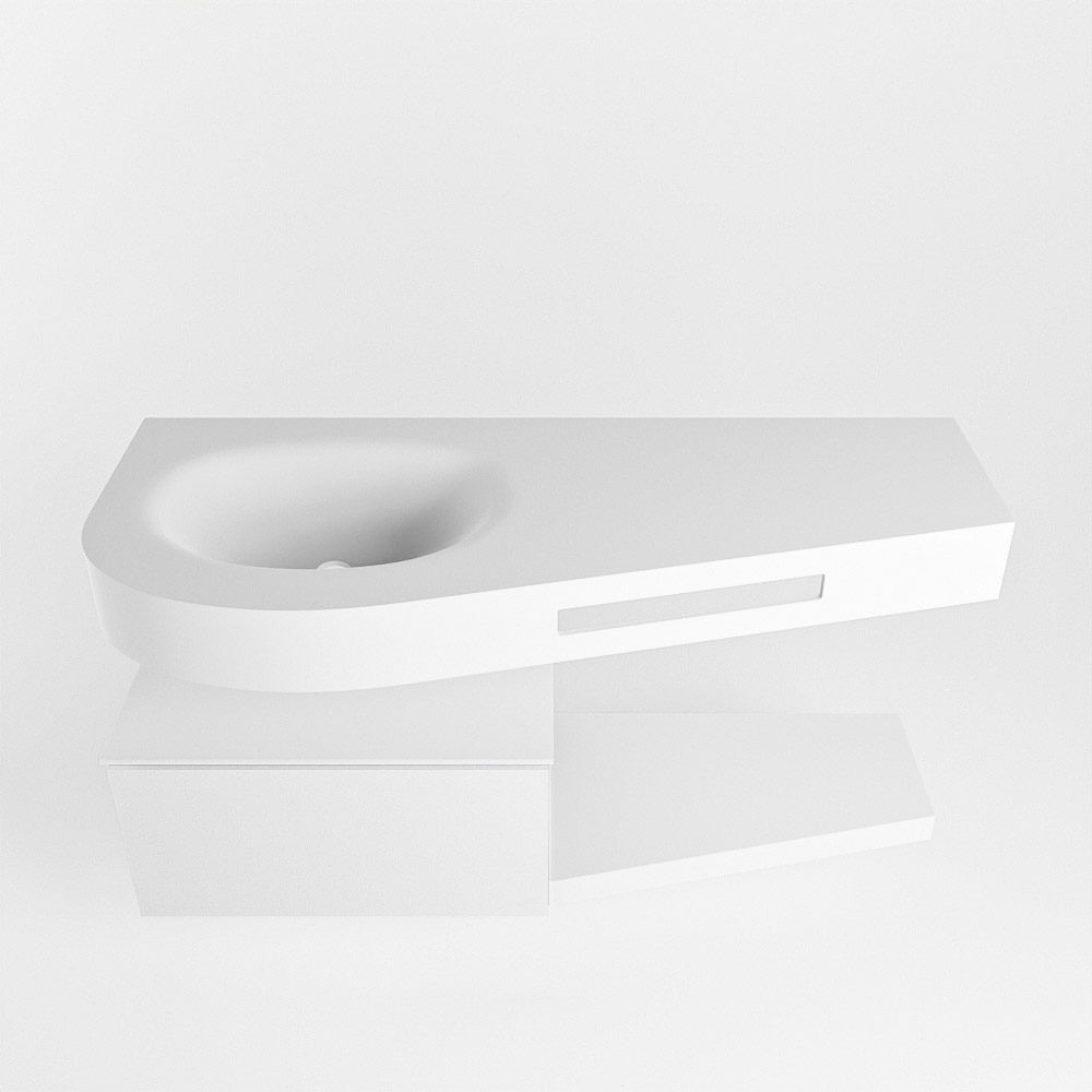 MONDIAZ RIVA 120cm mueble de baño / estante color Talc con 1 cajón. Lavabo DULCET Izquierda 1 orificio, color Talc. 6 MONDIAZ RIVA 120cm mueble de baño / estante color Talc con 1 cajón. Lavabo DULCET Izquierda 1 orificio, color Talc. - Imagen 6