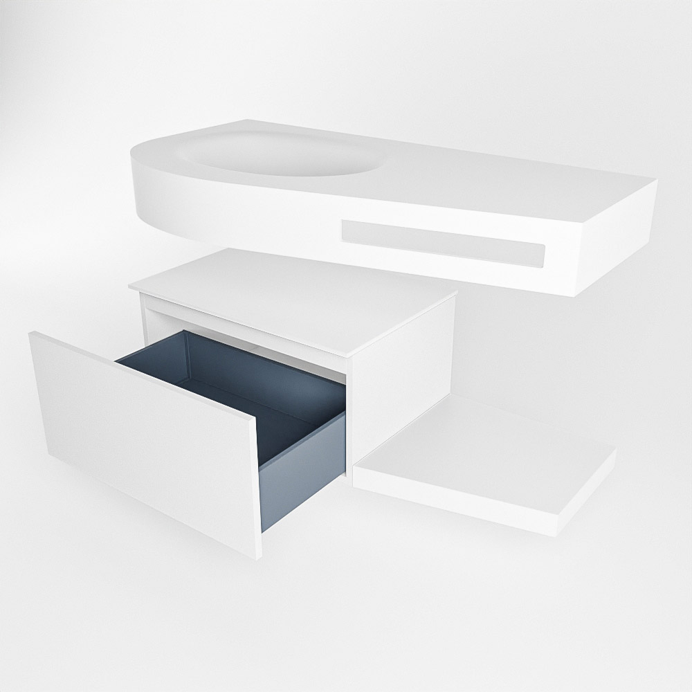 MONDIAZ RIVA 100cm mueble de baño / estante color Talc con 1 cajón. Lavabo DULCET Izquierda 1 orificio, color Talc. 5 MONDIAZ RIVA 100cm mueble de baño / estante color Talc con 1 cajón. Lavabo DULCET Izquierda 1 orificio, color Talc. - Imagen 5