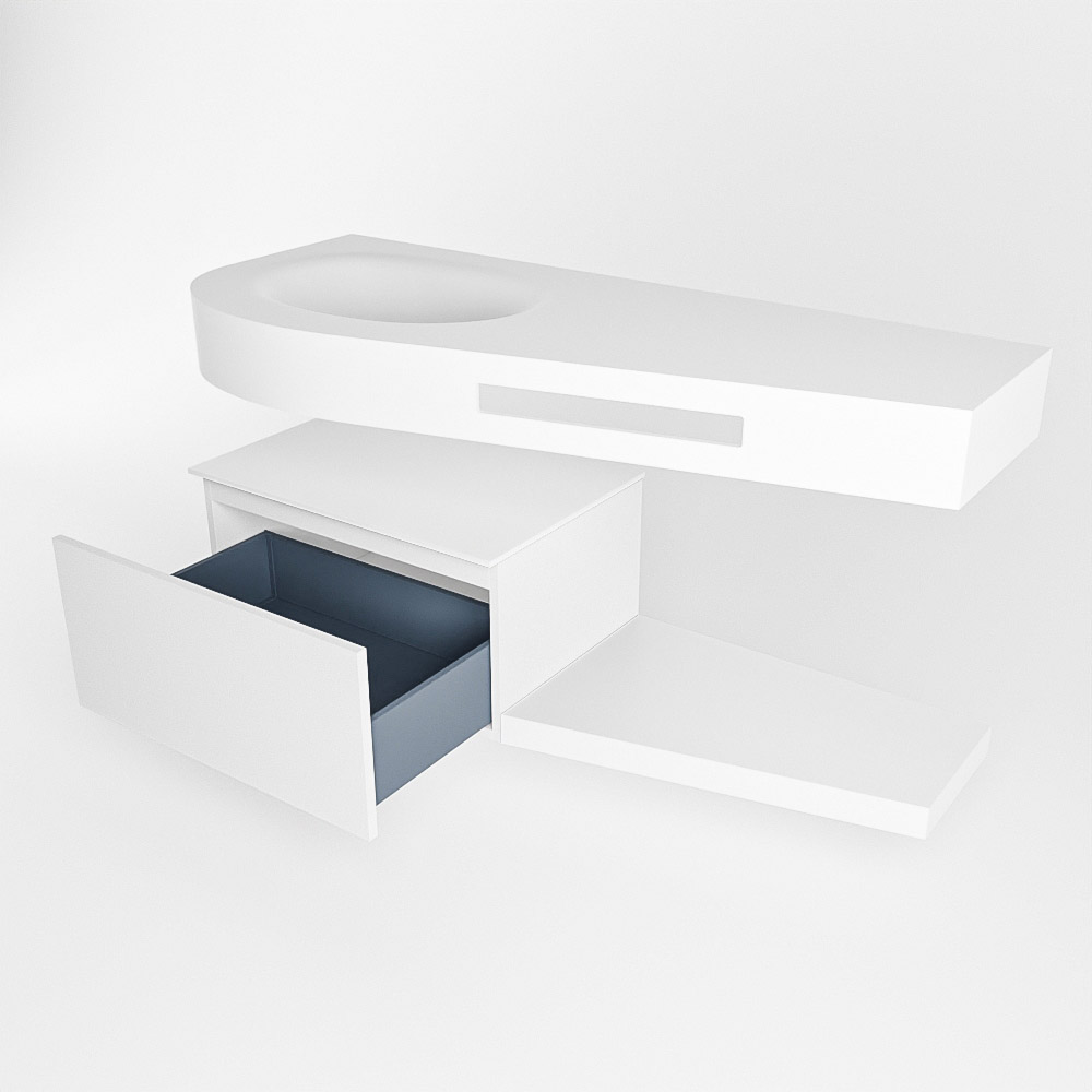 MONDIAZ RIVA 120cm mueble de baño / estante color Talc con 1 cajón. Lavabo DULCET Izquierda 1 orificio, color Talc. 5 MONDIAZ RIVA 120cm mueble de baño / estante color Talc con 1 cajón. Lavabo DULCET Izquierda 1 orificio, color Talc. - Imagen 5