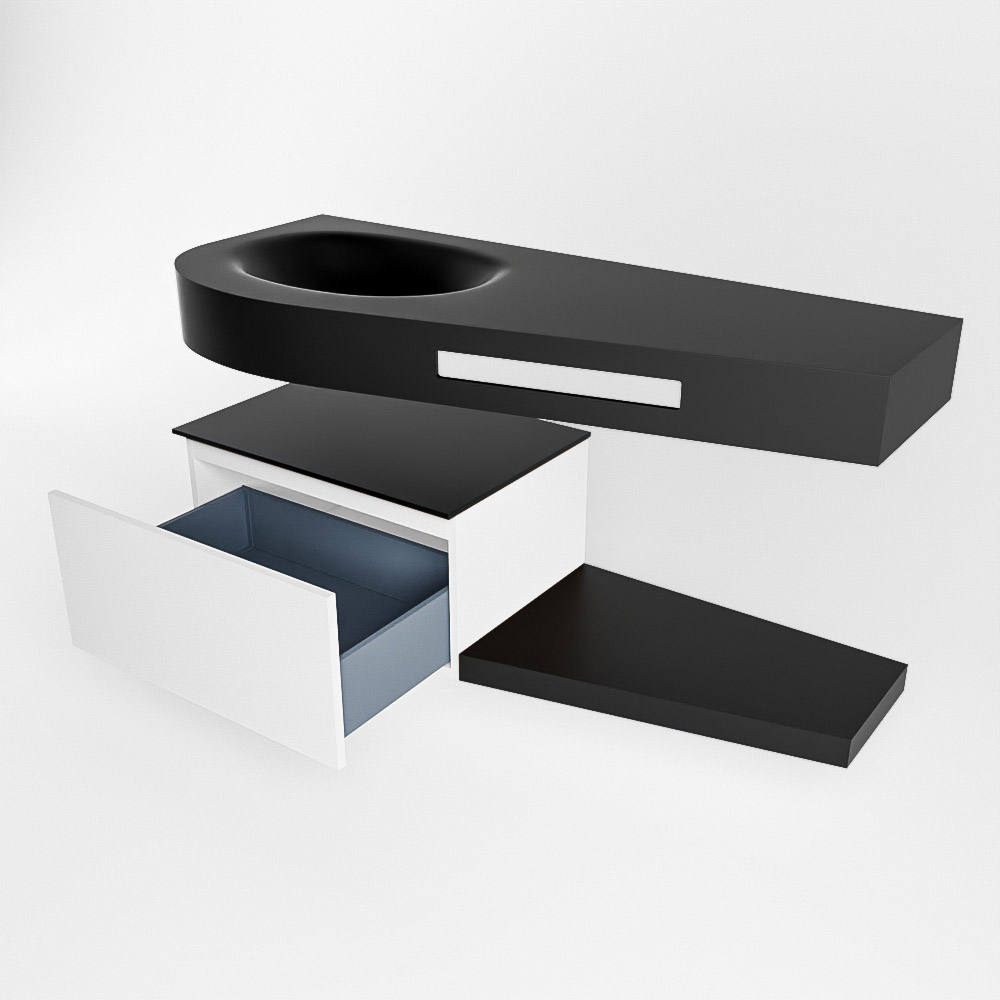 MONDIAZ RIVA 120cm mueble de baño / estante color Talc con 1 cajón. Lavabo DULCET Izquierda sin orificio, color Urban. 5 MONDIAZ RIVA 120cm mueble de baño / estante color Talc con 1 cajón. Lavabo DULCET Izquierda sin orificio, color Urban. - Imagen 5