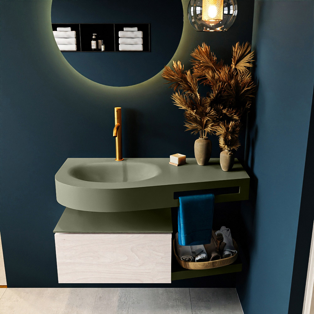 MONDIAZ RIVA 100cm mueble de baño / estante color Underlayment con 1 cajón. Lavabo DULCET Izquierda 1 orificio, color Army. 3 MONDIAZ RIVA 100cm mueble de baño / estante color Underlayment con 1 cajón. Lavabo DULCET Izquierda 1 orificio, color Army. - Imagen 3