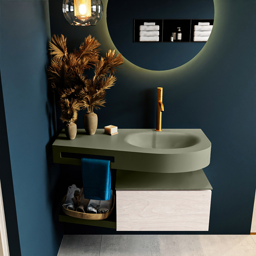 MONDIAZ RIVA 100cm mueble de baño / estante color Underlayment con 1 cajón. Lavabo DULCET Derecho 1 orificio, color Army. 3 MONDIAZ RIVA 100cm mueble de baño / estante color Underlayment con 1 cajón. Lavabo DULCET Derecho 1 orificio, color Army. - Imagen 3