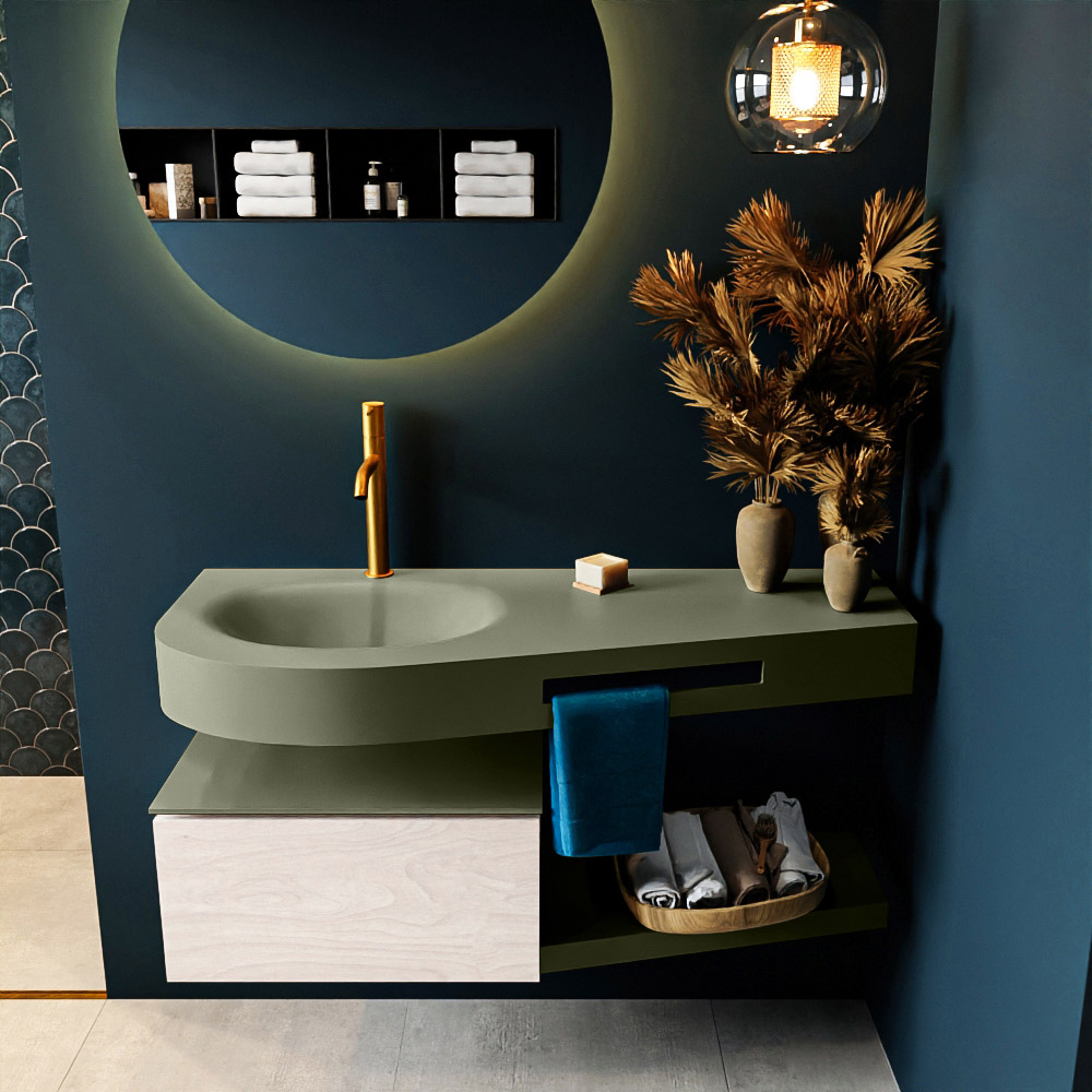 MONDIAZ RIVA 120cm mueble de baño / estante color Underlayment con 1 cajón. Lavabo DULCET Izquierda 1 orificio, color Army. 3 MONDIAZ RIVA 120cm mueble de baño / estante color Underlayment con 1 cajón. Lavabo DULCET Izquierda 1 orificio, color Army. - Imagen 3
