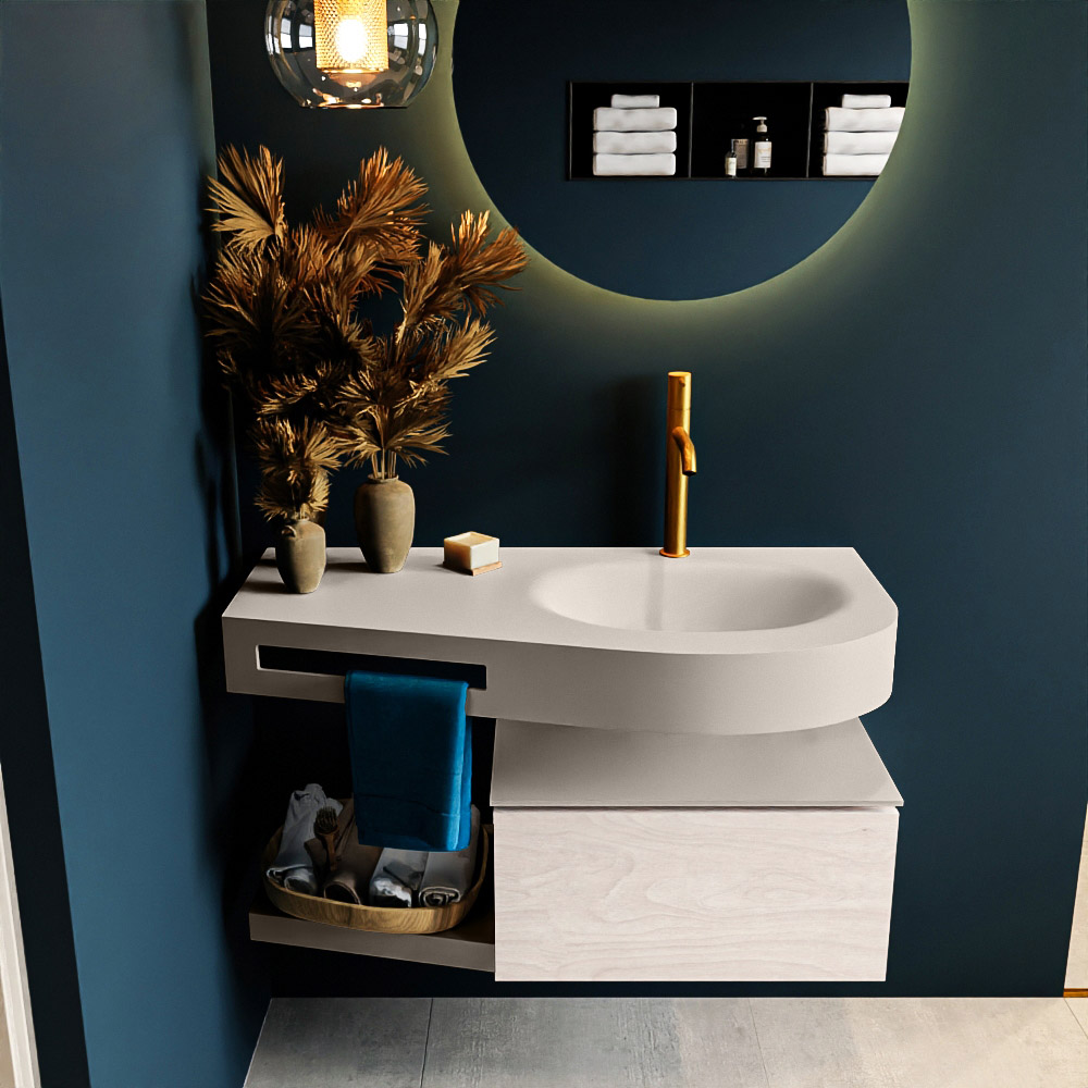 MONDIAZ RIVA 100cm mueble de baño / estante color Underlayment con 1 cajón. Lavabo DULCET Derecho 1 orificio, color Linen. 3 MONDIAZ RIVA 100cm mueble de baño / estante color Underlayment con 1 cajón. Lavabo DULCET Derecho 1 orificio, color Linen. - Imagen 3
