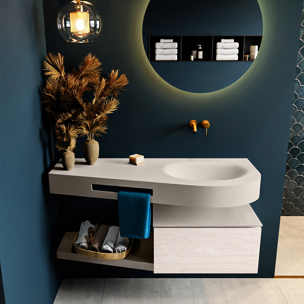 MONDIAZ RIVA 120cm mueble de baño / estante color Underlayment con 1 cajón. Lavabo DULCET Derecho sin orificio, color Linen. 3 MONDIAZ RIVA 120cm mueble de baño / estante color Underlayment con 1 cajón. Lavabo DULCET Derecho sin orificio, color Linen. - Imagen 3