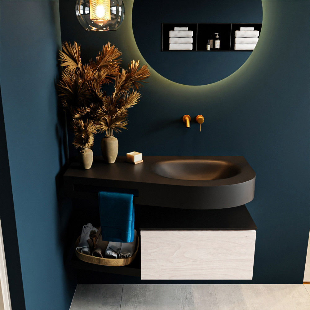 MONDIAZ RIVA 100cm mueble de baño / estante color Underlayment con 1 cajón. Lavabo DULCET Derecho sin orificio, color Urban. 3 MONDIAZ RIVA 100cm mueble de baño / estante color Underlayment con 1 cajón. Lavabo DULCET Derecho sin orificio, color Urban. - Imagen 3