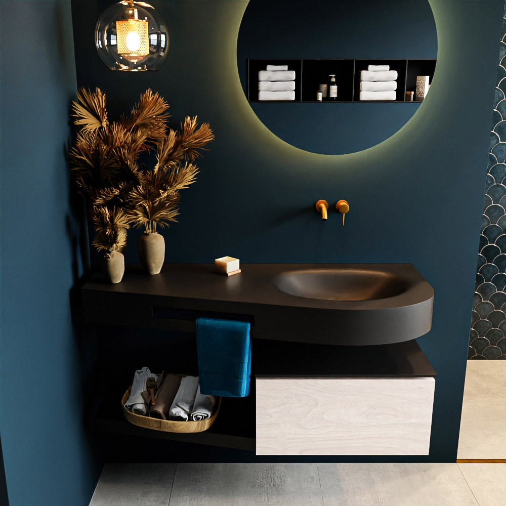 MONDIAZ RIVA 120cm mueble de baño / estante color Underlayment con 1 cajón. Lavabo DULCET Derecho sin orificio, color Urban. 3 MONDIAZ RIVA 120cm mueble de baño / estante color Underlayment con 1 cajón. Lavabo DULCET Derecho sin orificio, color Urban. - Imagen 3