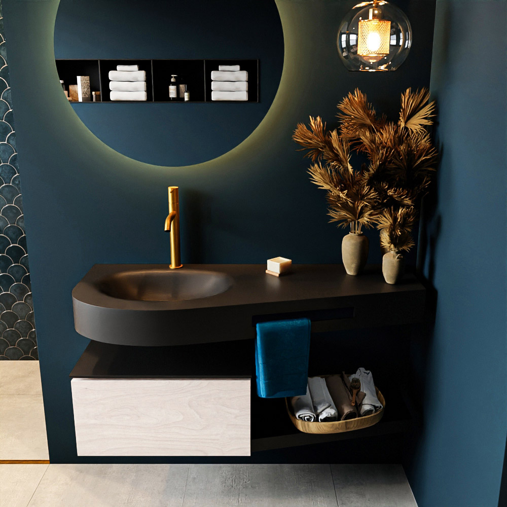 MONDIAZ RIVA 120cm mueble de baño / estante color Underlayment con 1 cajón. Lavabo DULCET Izquierda 1 orificio, color Urban. 3 MONDIAZ RIVA 120cm mueble de baño / estante color Underlayment con 1 cajón. Lavabo DULCET Izquierda 1 orificio, color Urban. - Imagen 3