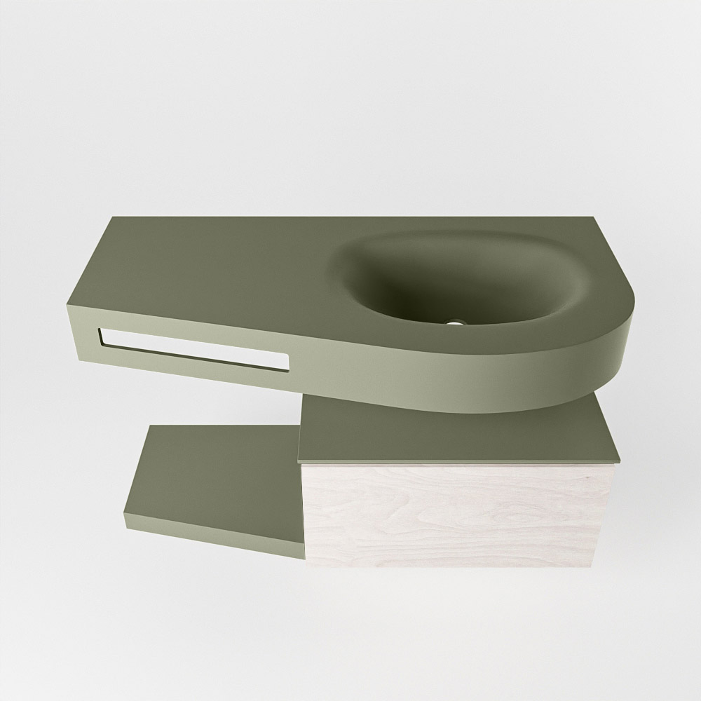 MONDIAZ RIVA 100cm mueble de baño / estante color Underlayment con 1 cajón. Lavabo DULCET Derecho 1 orificio, color Army. 6 MONDIAZ RIVA 100cm mueble de baño / estante color Underlayment con 1 cajón. Lavabo DULCET Derecho 1 orificio, color Army. - Imagen 6
