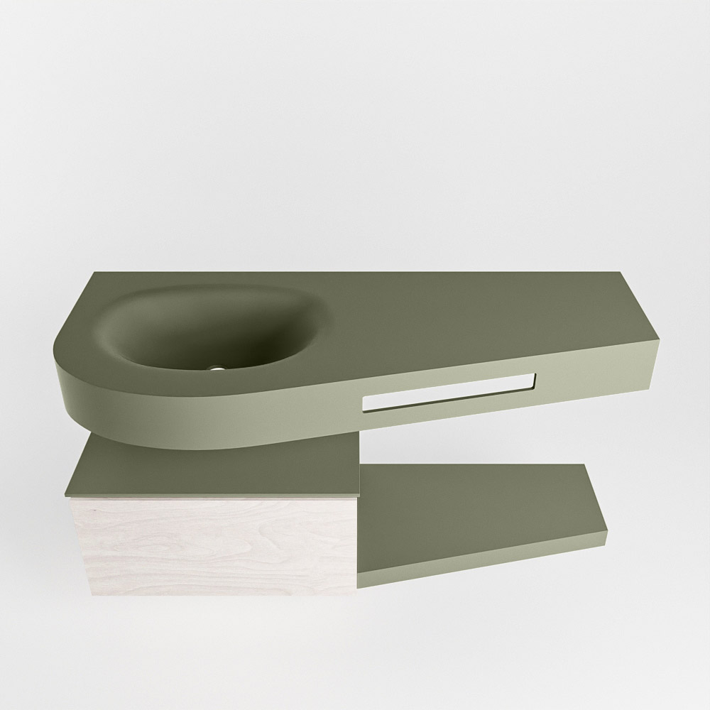 MONDIAZ RIVA 120cm mueble de baño / estante color Underlayment con 1 cajón. Lavabo DULCET Izquierda 1 orificio, color Army. 6 MONDIAZ RIVA 120cm mueble de baño / estante color Underlayment con 1 cajón. Lavabo DULCET Izquierda 1 orificio, color Army. - Imagen 6