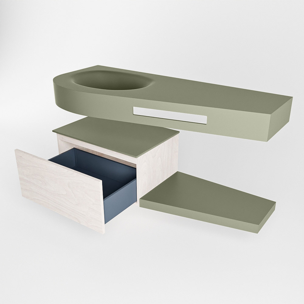 MONDIAZ RIVA 120cm mueble de baño / estante color Underlayment con 1 cajón. Lavabo DULCET Izquierda 1 orificio, color Army. 5 MONDIAZ RIVA 120cm mueble de baño / estante color Underlayment con 1 cajón. Lavabo DULCET Izquierda 1 orificio, color Army. - Imagen 5