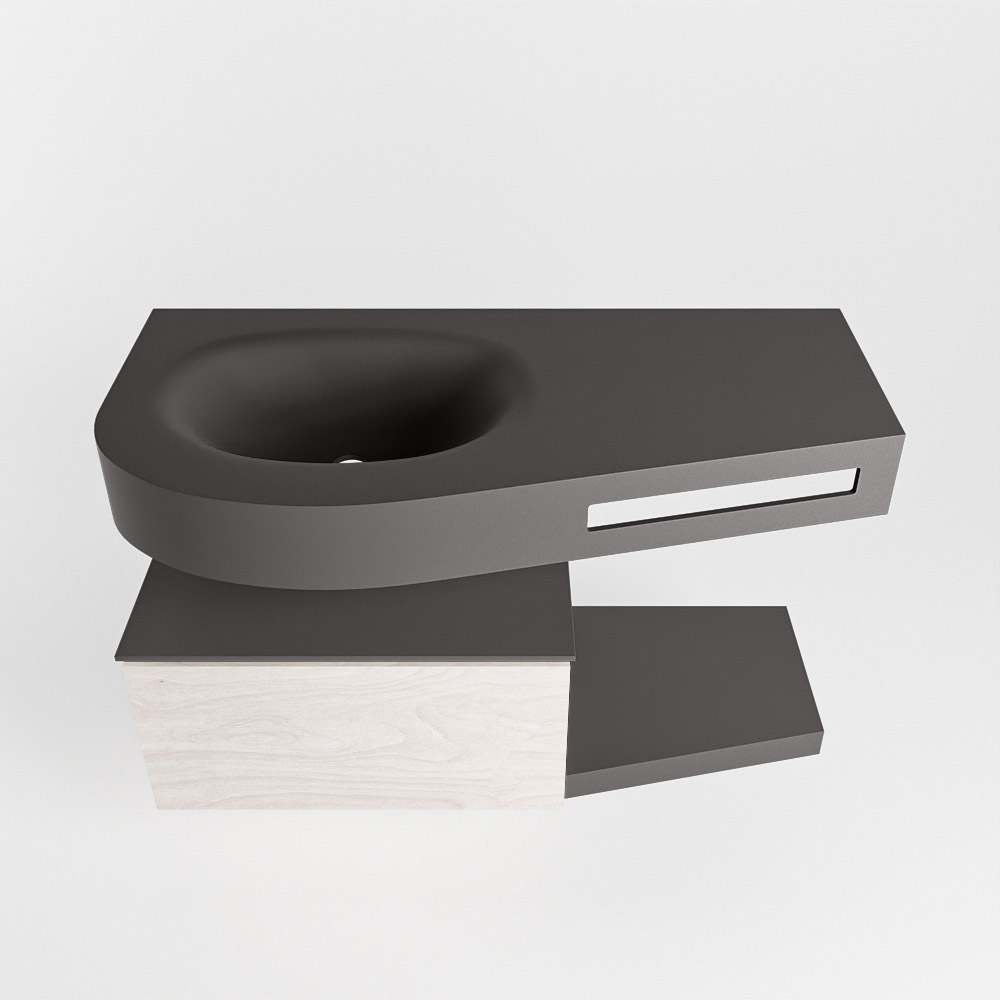 MONDIAZ RIVA 100cm mueble de baño / estante color Underlayment con 1 cajón. Lavabo DULCET Izquierda sin orificio, color Dark Grey. - Imagen 6
