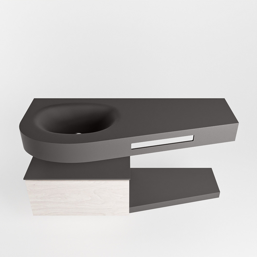 MONDIAZ RIVA 120cm mueble de baño / estante color Underlayment con 1 cajón. Lavabo DULCET Izquierda 1 orificio, color Dark Grey. - Imagen 6