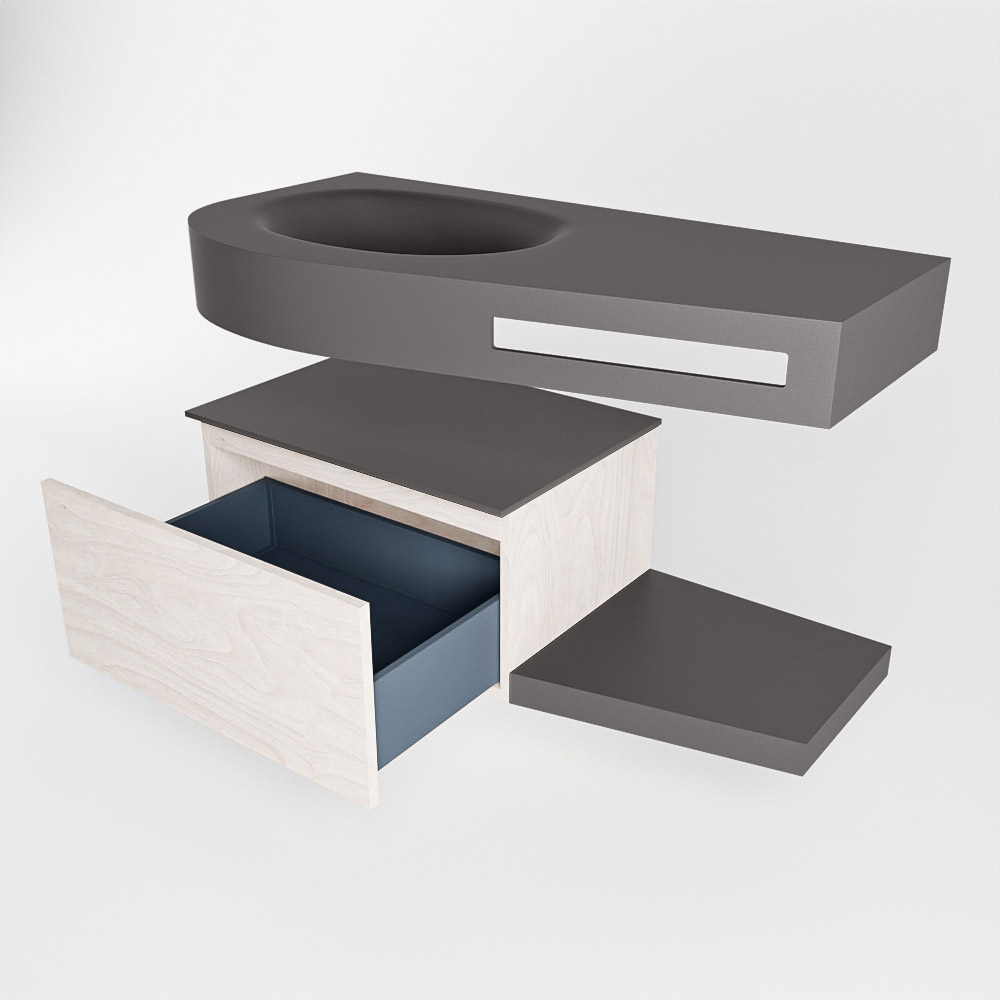 MONDIAZ RIVA 100cm mueble de baño / estante color Underlayment con 1 cajón. Lavabo DULCET Izquierda 1 orificio, color Dark Grey. 5 MONDIAZ RIVA 100cm mueble de baño / estante color Underlayment con 1 cajón. Lavabo DULCET Izquierda 1 orificio, color Dark Grey. - Imagen 5