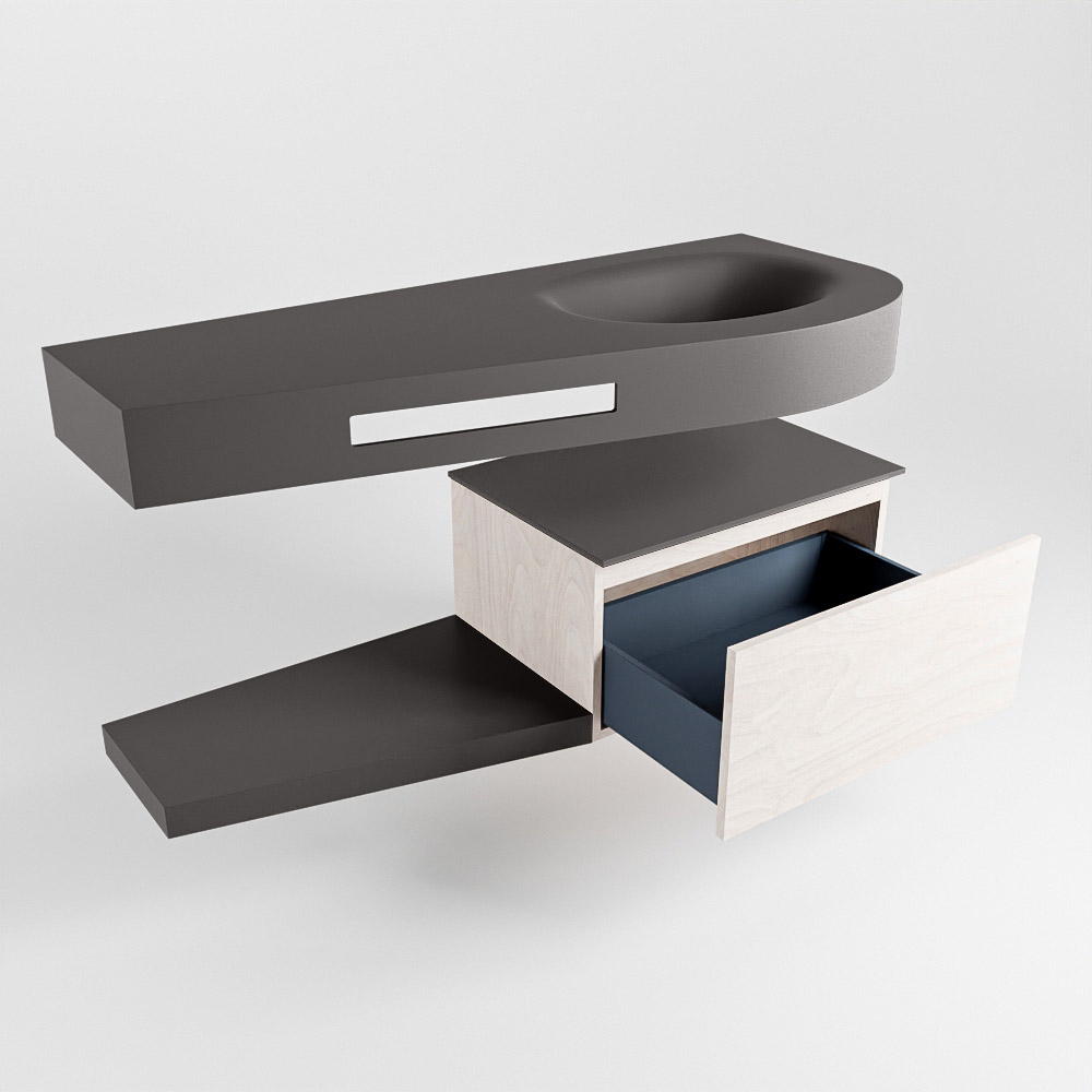 MONDIAZ RIVA 120cm mueble de baño / estante color Underlayment con 1 cajón. Lavabo DULCET Derecho sin orificio, color Dark Grey. 5 MONDIAZ RIVA 120cm mueble de baño / estante color Underlayment con 1 cajón. Lavabo DULCET Derecho sin orificio, color Dark Grey. - Imagen 5