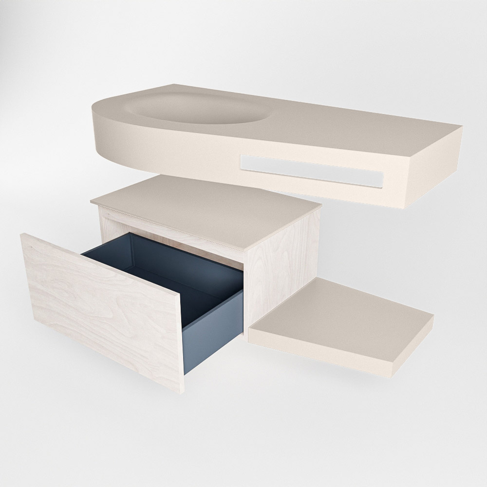 MONDIAZ RIVA 100cm mueble de baño / estante color Underlayment con 1 cajón. Lavabo DULCET Izquierda 1 orificio, color Linen. 5 MONDIAZ RIVA 100cm mueble de baño / estante color Underlayment con 1 cajón. Lavabo DULCET Izquierda 1 orificio, color Linen. - Imagen 5